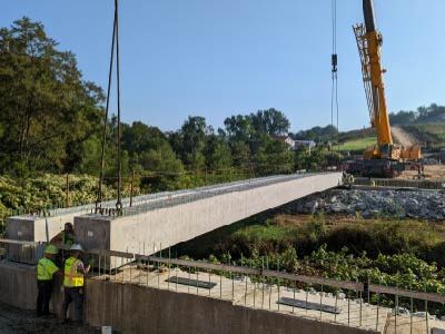 Boyer Run bridge beam placement Boyer Run bridge beam placement