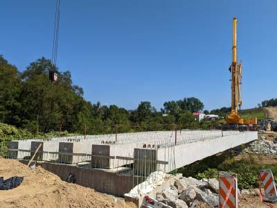 Boyer Run bridge beam placement Boyer Run bridge beam placement